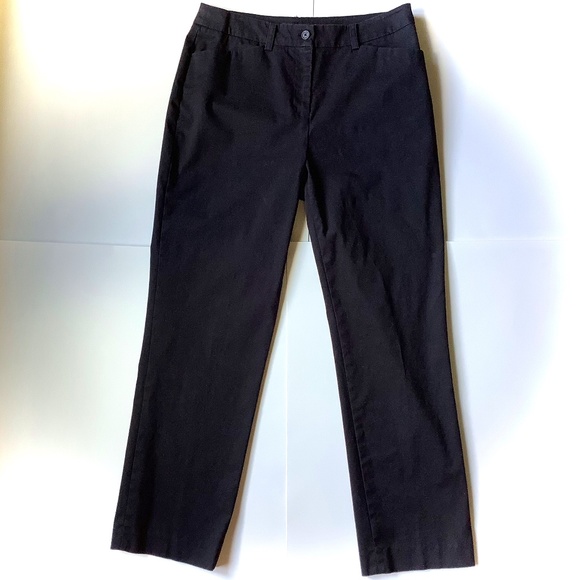 Black Cotton Straight Cut Pants - Picture 1 of 5